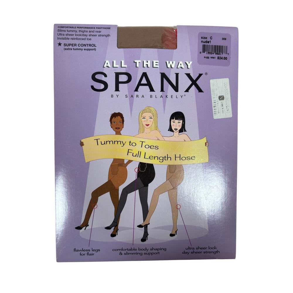 NWT SPANX All The Way Pantyhose Womens C Nude 1 High-Waist Shaping Sheer Mesh